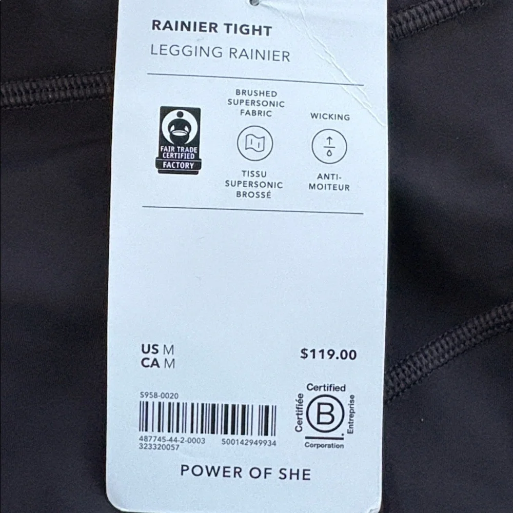 NWT Athleta Rainier Black Tight Size Medium